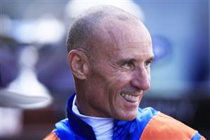 SYDNEY, AUSTRALIA - MARCH 27: Glen Boss on Think It Over (orange/blue) returns to scale after winning race 6 the Agency George Ryder Stakes during Golden Slipper Day at Rosehill Gardens on March 27, 2021 in Sydney, Australia. (Photo by Mark Evans/Getty Images)