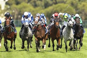 SYDNEY, AUSTRALIA - MARCH 27: James McDonald on Polly Grey wins race 3 the Roadwork Solutions Epona Stakes during Golden Slipper Day at Rosehill Gardens on March 27, 2021 in Sydney, Australia. (Photo by Mark Evans/Getty Images)