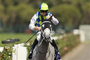 SYDNEY, AUSTRALIA - MARCH 27: James McDonald on Polly Grey returns to scale after winning race 3 the Roadwork Solutions Epona Stakes during Golden Slipper Day at Rosehill Gardens on March 27, 2021 in Sydney, Australia. (Photo by Mark Evans/Getty Images)