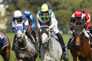 SYDNEY, AUSTRALIA - MARCH 27: James McDonald on Polly Grey wins race 3 the Roadwork Solutions Epona Stakes during Golden Slipper Day at Rosehill Gardens on March 27, 2021 in Sydney, Australia. (Photo by Mark Evans/Getty Images)