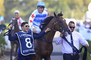 SYDNEY, AUSTRALIA - MARCH 27: Tommy Berry returns to scale after winning the Golden Slipper on Stay Inside during Golden Slipper Day at Rosehill Gardens on March 27, 2021 in Sydney, Australia. (Photo by Mark Evans/Getty Images)