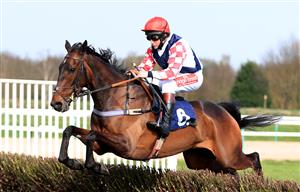 SOUTHWELL, ENGLAND - MARCH 31: Southfield Megan ridden by Jamie Moore in action during Sky Sports Racing Virgin 535 Mares Novices Hurdle at Southwell Racecourse on March 31, 2021 in Southwell, England. (Photo by Mike Egerton-Pool/Getty Images)