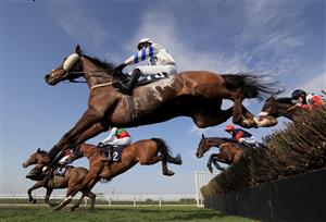 SOUTHWELL, ENGLAND - MARCH 31: Stripe Of Honour ridden by Danny Burton in action during The attheraces.com Conditional Jockeys Handicap Hurdle at Southwell Racecourse on March 31, 2021 in Southwell, England. (Photo by Mike Egerton-Pool/Getty Images)