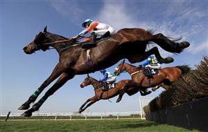 SOUTHWELL, ENGLAND - MARCH 31: Bertie Blake ridden by Joe Williamson in action during The attheraces.com Conditional Jockeys Handicap Hurdle at Southwell Racecourse on March 31, 2021 in Southwell, England. (Photo by Mike Egerton-Pool/Getty Images)