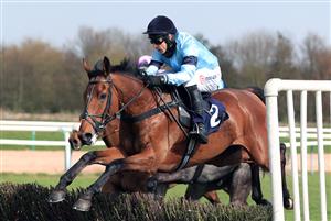 SOUTHWELL, ENGLAND - MARCH 31: Rockstar Ronnie ridden by Harry Skelton during the Download The At The Races App Novices' Hurdle at Southwell Racecourse on March 31, 2021 in Southwell, England. (Photo by Mike Egerton-Pool/Getty Images)