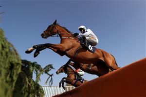 SOUTHWELL, ENGLAND - MARCH 31: Come On Charlie ridden by James Davies during the Free Tips Daily On attheraces.com Handicap Chase at Southwell Racecourse on March 31, 2021 in Southwell, England. (Photo by Mike Egerton-Pool/Getty Images)