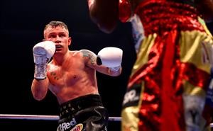 DUBAI, UNITED ARAB EMIRATES - APRIL 03: Carl Frampton of Northern Ireland in action during the WBO World Super Featherweight Title Fight between Jamel Herring and Carl Frampton at The Rotunda at Caesars Palace on April 03, 2021 in Dubai, United Arab Emirates. (Photo by Francois Nel/Getty Images)