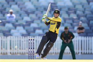 PERTH, AUSTRALIA - APRIL 08: Sam Whiteman of Western Australia bats during the Marsh One Day Cup match between Western Australia and Tasmania at the WACA on April 08, 2021 in Perth, Australia. (Photo by Paul Kane/Getty Images)
