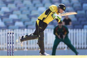 PERTH, AUSTRALIA - APRIL 08: Sam Whiteman of Western Australia bats during the Marsh One Day Cup match between Western Australia and Tasmania at the WACA on April 08, 2021 in Perth, Australia. (Photo by Paul Kane/Getty Images)