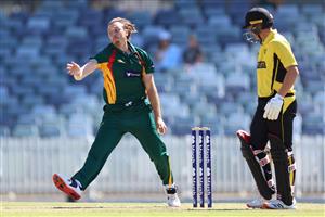 PERTH, AUSTRALIA - APRIL 08: Sam Rainbird of Tasmania bowls during the Marsh One Day Cup match between Western Australia and Tasmania at the WACA on April 08, 2021 in Perth, Australia. (Photo by Paul Kane/Getty Images)