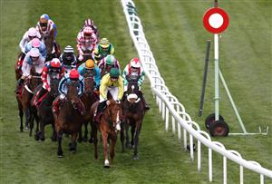 LIVERPOOL, ENGLAND - APRIL 08: Runners and riders in the Goffs UK Nickel Coin Mares' Standard Open National Hunt Flat Race during the Liverpool NHS Day of the 2021 Randox Health Grand National Festival at Aintree Racecourse on April 8, 2021 in Liverpool, England. (Photo by Tim Goode - Pool/Getty Images)