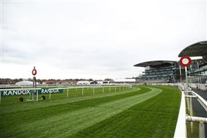 LIVERPOOL, ENGLAND - APRIL 08: A view of the finish line before the Liverpool NHS Day of the 2021 Randox Health Grand National Festival at Aintree Racecourse on April 8, 2021 in Liverpool, England. (Photo by Tim Goode - Pool/Getty Images)