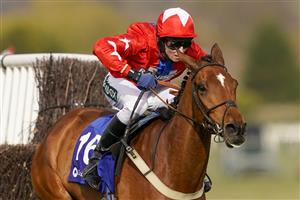 LIVERPOOL, ENGLAND - APRIL 08: Joshua Moore riding Editeur Du Gite clear the last to win The Close Brothers Red Rum Handicap Chase at Aintree Racecourse on April 08, 2021 in Liverpool, England. Sporting venues around the UK remain under restrictions due to the Coronavirus Pandemic. Only owners are allowed to attend the meeting but the public must wait until further restrictions are lifted. (Photo by Alan Crowhurst/Getty Images)