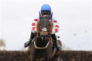 LIVERPOOL, ENGLAND - APRIL 08: Harry Cobden riding Clan Des Obeaux clear the last to win The Betway Bowl Chase at Aintree Racecourse on April 08, 2021 in Liverpool, England. Sporting venues around the UK remain under restrictions due to the Coronavirus Pandemic. Only owners are allowed to attend the meeting but the public must wait until further restrictions are lifted. (Photo by Alan Crowhurst/Getty Images)
