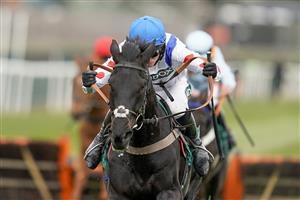 LIVERPOOL, ENGLAND - APRIL 08: Harry Cobden riding Monmiral clear the last to win The Doom Bar Anniversary 4-Y-O Juvenile Hurdle at Aintree Racecourse on April 08, 2021 in Liverpool, England. Sporting venues around the UK remain under restrictions due to the Coronavirus Pandemic. Only owners are allowed to attend the meeting but the public must wait until further restrictions are lifted. (Photo by Alan Crowhurst/Getty Images)