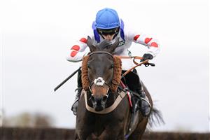 LIVERPOOL, ENGLAND - APRIL 08: Harry Cobden riding Clan Des Obeaux clear the last to win The Betway Bowl Chase at Aintree Racecourse on April 08, 2021 in Liverpool, England. Sporting venues around the UK remain under restrictions due to the Coronavirus Pandemic. Only owners are allowed to attend the meeting but the public must wait until further restrictions are lifted. (Photo by Alan Crowhurst/Getty Images)