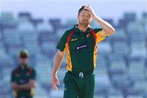 PERTH, AUSTRALIA - APRIL 08: Jackson Bird of Tasmania looks on during the Marsh One Day Cup match between Western Australia and Tasmania at the WACA on April 08, 2021 in Perth, Australia. (Photo by Paul Kane/Getty Images)