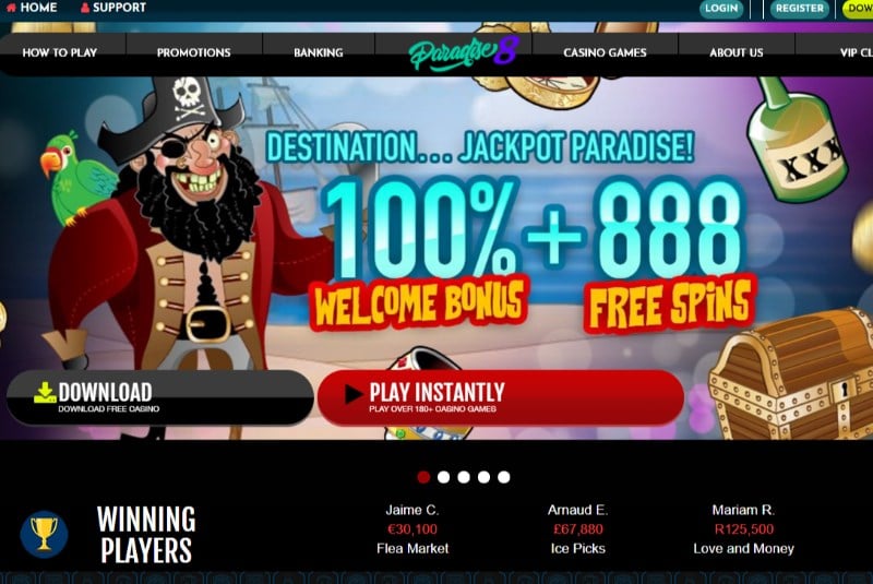 Paradise 8 Casino Promo Code - Claim 108 Free Spins with this code