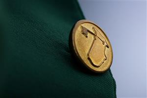 AUGUSTA, GEORGIA - APRIL 08: A detail of a Masters logo pin during the first round of the Masters at Augusta National Golf Club on April 08, 2021 in Augusta, Georgia. (Photo by Kevin C. Cox/Getty Images)