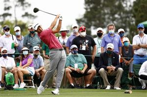 AUGUSTA, GEORGIA - APRIL 08: Collin Morikawa of the United States plays his shot from the eighth tee during the first round of the Masters at Augusta National Golf Club on April 08, 2021 in Augusta, Georgia. (Photo by Jared C. Tilton/Getty Images)