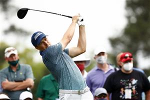 AUGUSTA, GEORGIA - APRIL 08: Jordan Spieth of the United States plays his shot from the eighth tee during the first round of the Masters at Augusta National Golf Club on April 08, 2021 in Augusta, Georgia. (Photo by Jared C. Tilton/Getty Images)