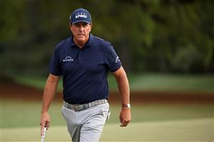 AUGUSTA, GEORGIA - APRIL 08: Phil Mickelson of the United States looks on from the 18th green during the first round of the Masters at Augusta National Golf Club on April 08, 2021 in Augusta, Georgia. (Photo by Kevin C. Cox/Getty Images)
