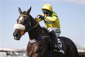 LIVERPOOL, ENGLAND - APRIL 10: David Bass riding Happygolucky clear the last to win The Betway Handicap Chase at Aintree Racecourse on April 10, 2021 in Liverpool, England. Sporting venues around the UK remain under restrictions due to the Coronavirus Pandemic. Only owners are allowed to attend the meeting but the public must wait until further restrictions are lifted. (Photo by Alan Crowhurst/Getty Images) (Photo by Alan Crowhurst/Getty Images)