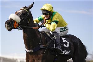 LIVERPOOL, ENGLAND - APRIL 10: David Bass riding Happygolucky clear the last to win The Betway Handicap Chase at Aintree Racecourse on April 10, 2021 in Liverpool, England. Sporting venues around the UK remain under restrictions due to the Coronavirus Pandemic. Only owners are allowed to attend the meeting but the public must wait until further restrictions are lifted. (Photo by Alan Crowhurst/Getty Images) (Photo by Alan Crowhurst/Getty Images)