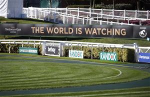LIVERPOOL, ENGLAND - APRIL 10: A general view of the parade ring at Aintree Racecourse ahead of Grand National Day of the 2021 Randox Health Grand National at Aintree Racecourse on April 10, 2021 in Liverpool, England. (Photo by Tim Goode - Pool/Getty Images)