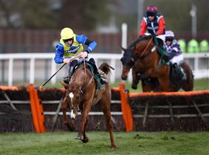 LIVERPOOL, ENGLAND - APRIL 10: Hometown Boy ridden by Ciaran Gethings stumbles at the last before going on to win the EFT Systems Handicap Hurdle during Grand National Day of the 2021 Randox Health Grand National Festival at Aintree Racecourse on April 10, 2021 in Liverpool, England. (Photo by Tim Goode - Pool / Getty Images)