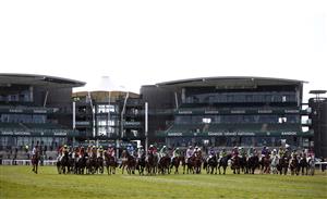 LIVERPOOL, ENGLAND - APRIL 10: Runners and riders at the start of the Randox Grand National Handicap Chase during Grand National Day of the 2021 Randox Health Grand National Festival at Aintree Racecourse on April 10, 2021 in Liverpool, England. (Photo by Tim Goode - Pool/Getty Images)
