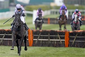 LIVERPOOL, ENGLAND - APRIL 10: Harry Skelton riding My Drogo clear the last to win The Betway Mersey Novices' Hurdle at Aintree Racecourse on April 10, 2021 in Liverpool, England. Sporting venues around the UK remain under restrictions due to the Coronavirus Pandemic. Only owners are allowed to attend the meeting but the public must wait until further restrictions are lifted. (Photo by Alan Crowhurst/Getty Images)