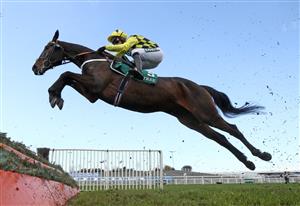 LIVERPOOL, ENGLAND - APRIL 10: Shishkin ridden by Nico de Boinville jumps a fence before going on to win the Doom Bar Maghull Novices' Chase during Grand National Day of the 2021 Randox Health Grand National Festival at Aintree Racecourse on April 10, 2021 in Liverpool, England. (Photo by Tim Goode - Pool/Getty Images)