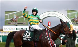 LIVERPOOL, ENGLAND - APRIL 10: Minella Times ridden by Rachael Blackmore wins the Randox Grand National Handicap Chase on Grand National Day of the 2021 Randox Health Grand National Festival at Aintree Racecourse on April 10, 2021 in Liverpool, England. (Photo by Tim Goode - Pool/Getty Images)