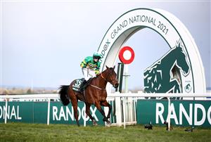 LIVERPOOL, ENGLAND - APRIL 10: Minella Times ridden by Rachael Blackmore win the Randox Grand National Handicap Chase during Grand National Day of the 2021 Randox Health Grand National Festival at Aintree Racecourse, on April 10, 2021 in Liverpool, England. (Photo by Tim Goode - Pool/Getty Images)