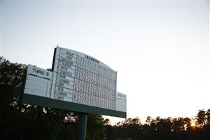 AUGUSTA, GEORGIA - APRIL 11: A general view of a leaderboard on the 18th green after Hideki Matsuyama of Japan won the Masters at Augusta National Golf Club on April 11, 2021 in Augusta, Georgia. (Photo by Jared C. Tilton/Getty Images)