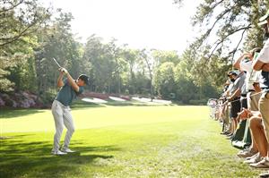 AUGUSTA, GEORGIA - APRIL 11: Jordan Spieth of the United States plays a shot on the 13th hole during the final round of the Masters at Augusta National Golf Club on April 11, 2021 in Augusta, Georgia. (Photo by Jared C. Tilton/Getty Images)