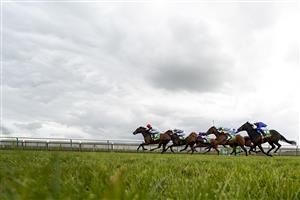 NEWMARKET, ENGLAND - APRIL 15: Nicky Mackay riding Peter The Great (L, red cap) win The bet365 Wood Ditton Maiden Stakes at Newmarket Racecourse on April 15, 2021 in Newmarket, England. Sporting venues around the UK remain under restrictions due to the Coronavirus Pandemic. Only owners are allowed to attend the meeting but the public must wait until further restrictions are lifted. (Photo by Alan Crowhurst/Getty Images)