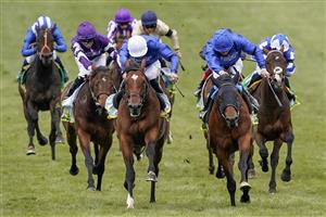 NEWMARKET, ENGLAND - APRIL 15: William Buick riding Master Of The Seas (blue cap) win The bet365 Craven Stakes from James Doyle riding La Barrosa (white cap) at Newmarket Racecourse on April 15, 2021 in Newmarket, England. Sporting venues around the UK remain under restrictions due to the Coronavirus Pandemic. Only owners are allowed to attend the meeting but the public must wait until further restrictions are lifted. (Photo by Alan Crowhurst/Getty Images)