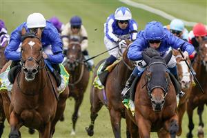 NEWMARKET, ENGLAND - APRIL 15: William Buick riding Master Of The Seas (blue cap) win The bet365 Craven Stakes from James Doyle riding La Barrosa (white cap) at Newmarket Racecourse on April 15, 2021 in Newmarket, England. Sporting venues around the UK remain under restrictions due to the Coronavirus Pandemic. Only owners are allowed to attend the meeting but the public must wait until further restrictions are lifted. (Photo by Alan Crowhurst/Getty Images)