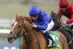 NEWMARKET, ENGLAND - APRIL 15: William Buick riding Creative Force win The Each Way Extra At bet365 Handicap at Newmarket Racecourse on April 15, 2021 in Newmarket, England. Sporting venues around the UK remain under restrictions due to the Coronavirus Pandemic. Only owners are allowed to attend the meeting but the public must wait until further restrictions are lifted. (Photo by Alan Crowhurst/Getty Images)