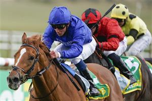NEWMARKET, ENGLAND - APRIL 15: William Buick riding Creative Force win The Each Way Extra At bet365 Handicap at Newmarket Racecourse on April 15, 2021 in Newmarket, England. Sporting venues around the UK remain under restrictions due to the Coronavirus Pandemic. Only owners are allowed to attend the meeting but the public must wait until further restrictions are lifted. (Photo by Alan Crowhurst/Getty Images)
