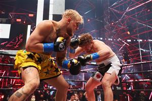 ATLANTA, GEORGIA - APRIL 17: Jake Paul fights Ben Askren in their cruiserweight bout during Triller Fight Club at Mercedes-Benz Stadium on April 17, 2021 in Atlanta, Georgia. (Getty Images)