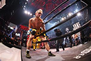 ATLANTA, GEORGIA - APRIL 17: Jake Paul enters the ring against Ben Askren in their cruiserweight bout during Triller Fight Club at Mercedes-Benz Stadium on April 17, 2021 in Atlanta, Georgia. (Getty Images)