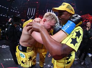 ATLANTA, GEORGIA - APRIL 17: Jake Paul celebrates after defeating Ben Askren in their cruiserweight bout during Triller Fight Club at Mercedes-Benz Stadium on April 17, 2021 in Atlanta, Georgia. (Getty Images)