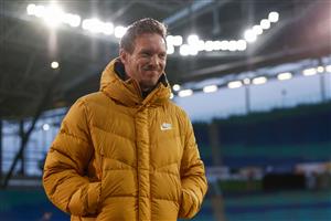 Leipzig's German headcoach Julian Nagelsmann arrives prior to the German first divison Bundesliga football match between RB Leipzig and TSG 1899 Hoffenheim in Leipzig, Germany, on April 16, 2021. (Getty Images)