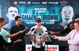 WOLLONGONG, AUSTRALIA - APRIL 20: Paul Gallen speaks to the media during the weigh in ahead of the bout between Paul Gallen and Lucas Browne at Novotel Wollongong Northbeach on April 20, 2021 in Wollongong, Australia. (Getty Images)