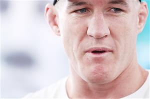WOLLONGONG, AUSTRALIA - APRIL 20: Paul Gallen speaks to the media during the weigh in ahead of the bout between Paul Gallen and Lucas Browne at Novotel Wollongong Northbeach on April 20, 2021 in Wollongong, Australia. (Getty Images)