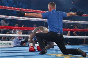 WOLLONGONG, AUSTRALIA - APRIL 21: Paul Gallen defeats Lucas Browne by TKO during their bout at WIN Entertainment Centre on April 21, 2021 in Wollongong, Australia. (Getty Images)