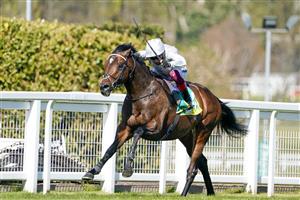 ESHER, ENGLAND - APRIL 23: Frankie Dettori riding Palace Pier win The bet365 Mile at Sandown Park Racecourse on April 23, 2021 in Esher, England. Sporting venues around the UK remain under restrictions due to the Coronavirus Pandemic. Only owners are allowed to attend the meeting but the public must wait until further restrictions are lifted. (Photo by Alan Crowhurst/Getty Images)